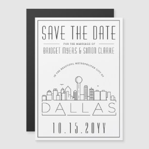 Dallas Wedding   Stylised Skyline Save the Date Magnetic Invitation