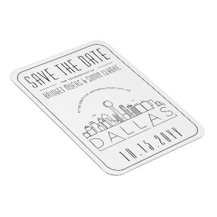 Dallas Wedding Stylized Skyline Save the Date Magnet