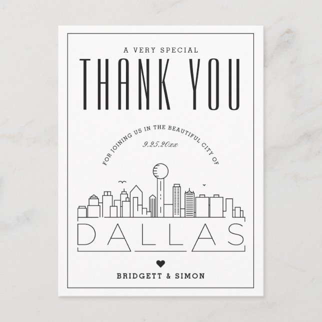 Dallas Wedding | Thanks for Coming! Postcard (Front)
