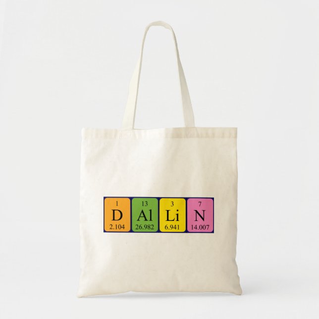 Dallin periodic table name tote bag (Front)