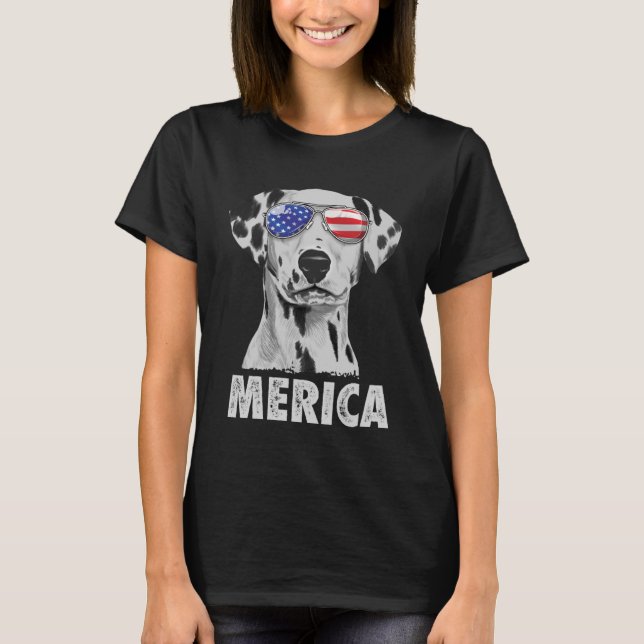 Dalmatian 4th of July Merica Men American Flag Sun T-Shirt (Front)