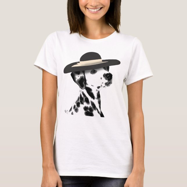 Dalmatian and Brimmed Black Hat T-Shirt (Front)