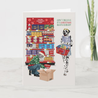 Dalmatian and Cat Can't Believe It's Christmas  Card