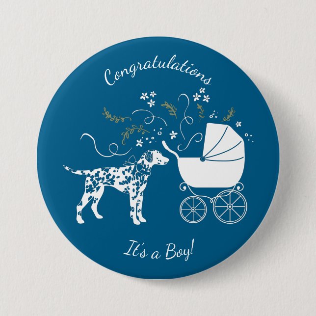 Dalmatian Baby Shower 7.5 Cm Round Badge (Front)