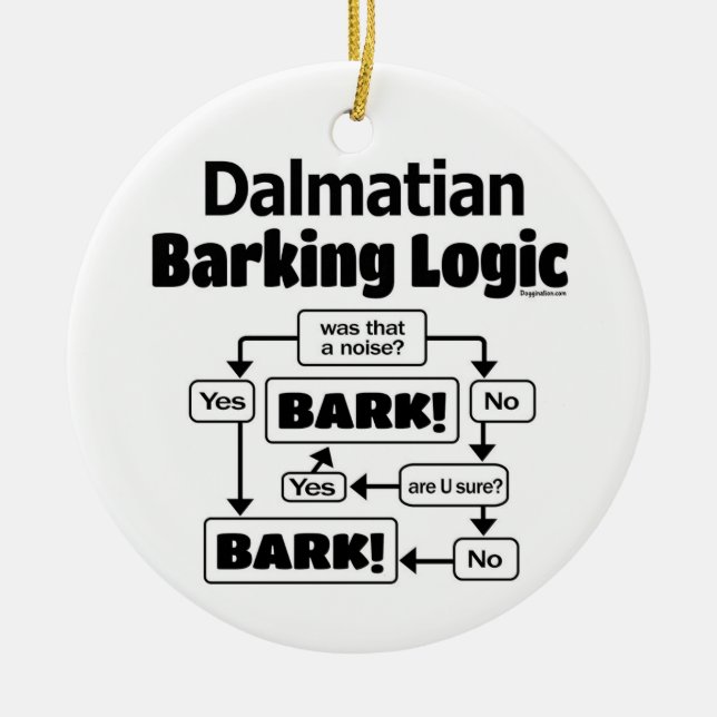 Dalmatian Barking Logic Ceramic Tree Decoration (Front)