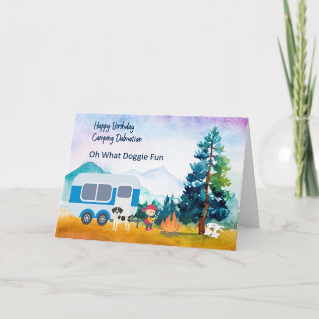 Dalmatian Birthday Card Family Camping (Front)