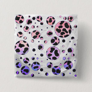 Dalmatian Black and Pink Polka Dot Print 15 Cm Square Badge