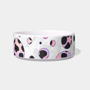 Dalmatian Black and Pink Polka Dot Print Bowl