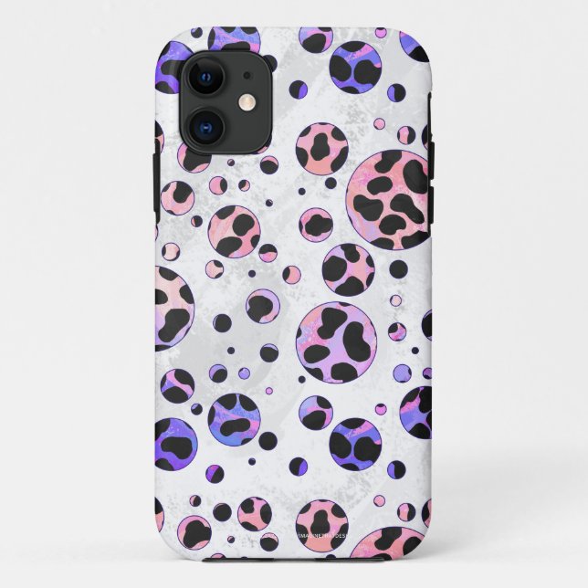 Dalmatian Black and Pink Polka Dot Print Case-Mate iPhone Case (Back)