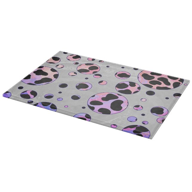 Dalmatian Black and Pink Polka Dot Print Cutting Board (Corner)