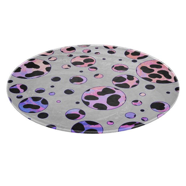 Dalmatian Black and Pink Polka Dot Print Cutting Board (Corner)