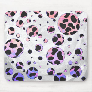 Dalmatian Black and Pink Polka Dot Print Mouse Mat