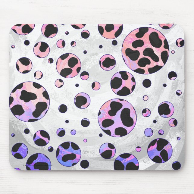 Dalmatian Black and Pink Polka Dot Print Mouse Mat (Front)