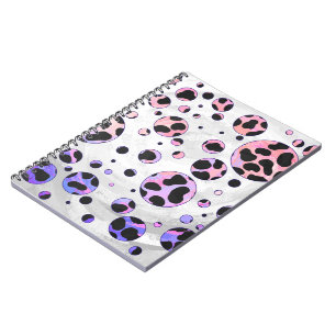 Dalmatian Black and Pink Polka Dot Print Notebook