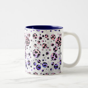 Dalmatian Black and Pink Polka Dot Print Two-Tone Coffee Mug
