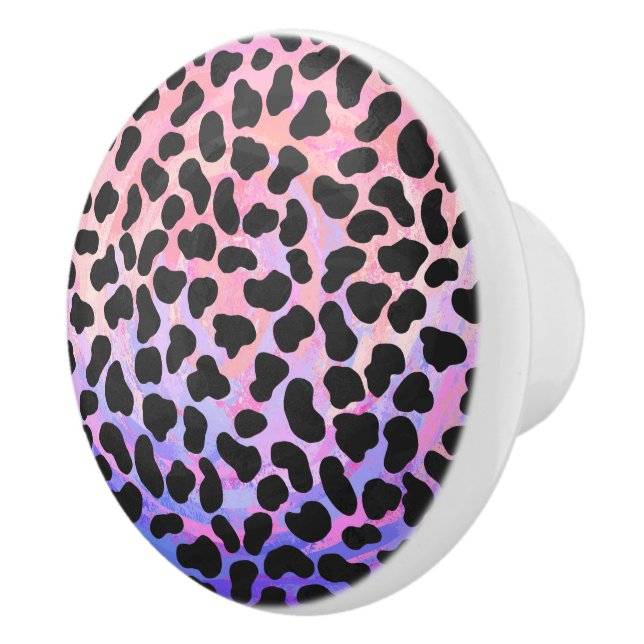 Dalmatian Black and Pink Print Ceramic Knob (Right)