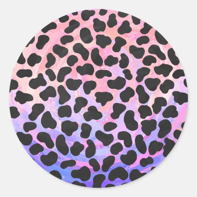 Dalmatian Black and Pink Print Classic Round Sticker (Front)