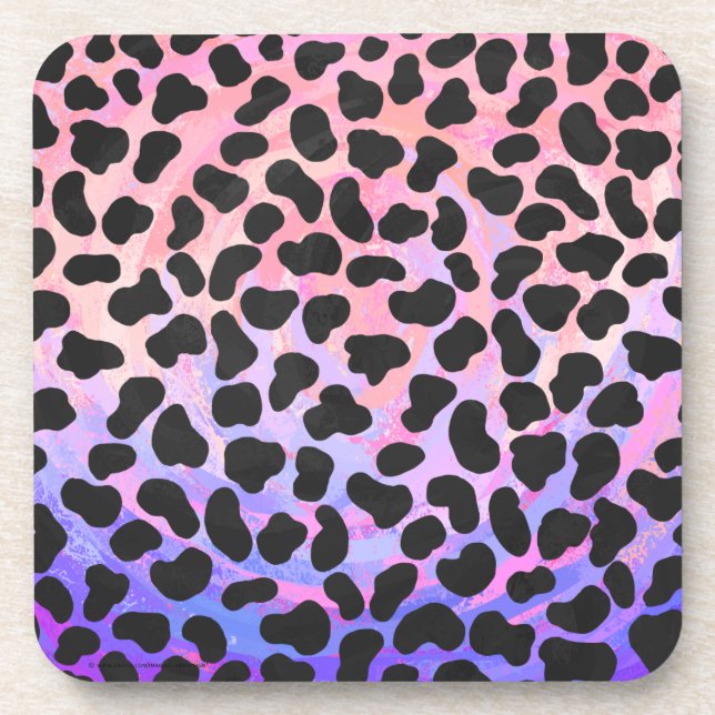 Dalmatian Black and Pink Print Coaster (Front)