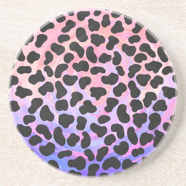 Dalmatian Black and Pink Print Coaster (Front)