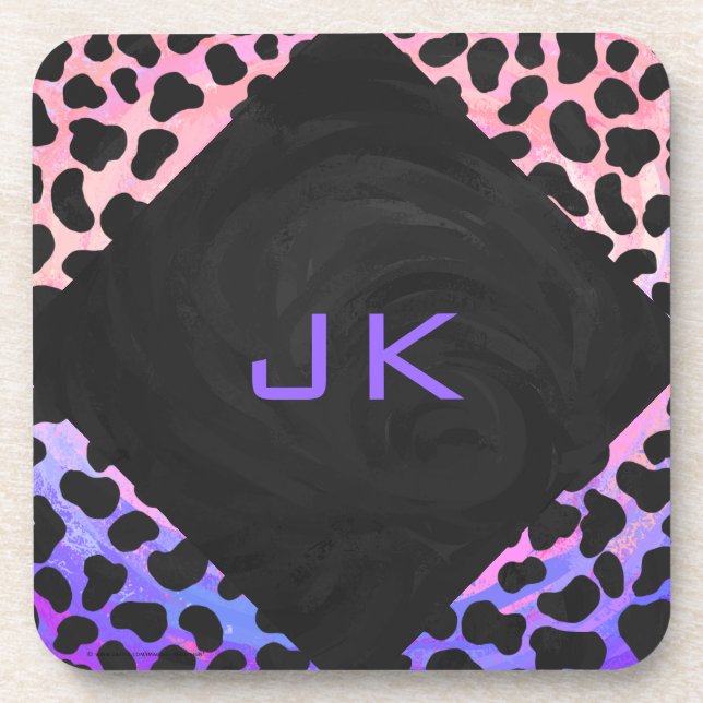 Dalmatian Black and Pink Print Coaster (Front)
