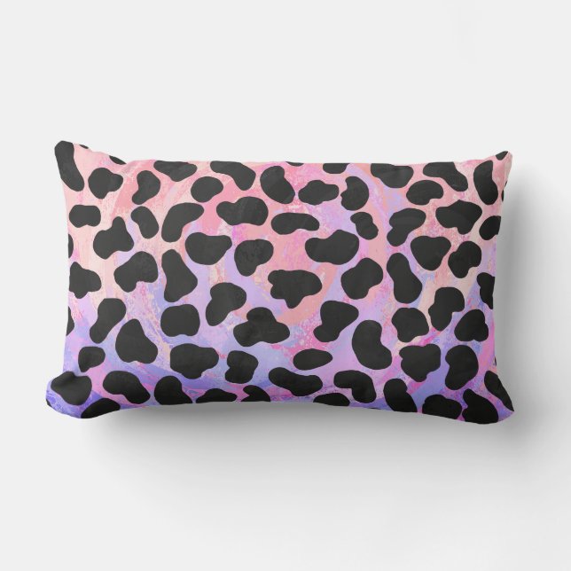 Dalmatian Black and Pink Print Lumbar Cushion (Front)