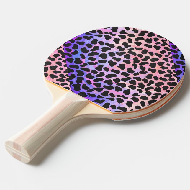 Dalmatian Black and Pink Print Ping Pong Paddle (Front Angle)