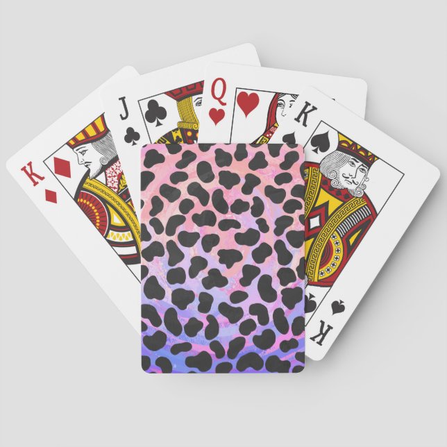 Dalmatian Black and Pink Print Playing Cards (Back)