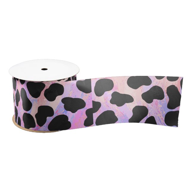 Dalmatian Black and Pink Print Satin Ribbon (Spool)