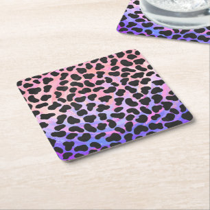 Dalmatian Black and Pink Print Square Paper Coaster