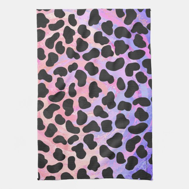 Dalmatian Black and Pink Print Tea Towel (Vertical)