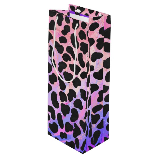 Dalmatian Black and Pink Print Wine Gift Bag (Front Angled)