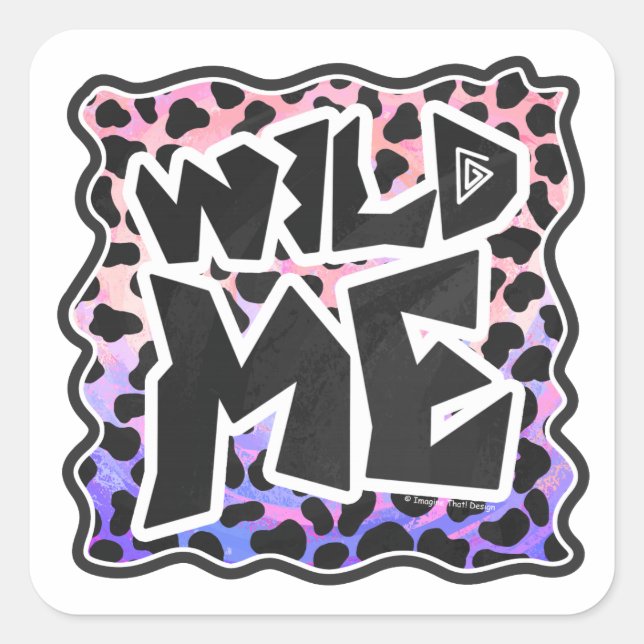 Dalmatian Black and Pink Wild Me Square Sticker (Front)