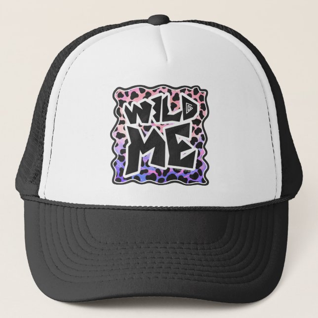 Dalmatian Black and Pink Wild Me Trucker Hat (Front)
