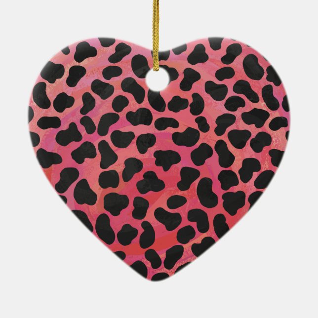 Dalmatian Black and Red Print Ceramic Tree Decoration (Back)