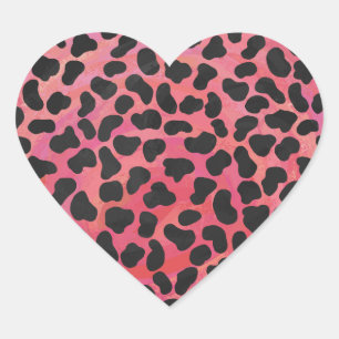 Dalmatian Black and Red Print Heart Sticker