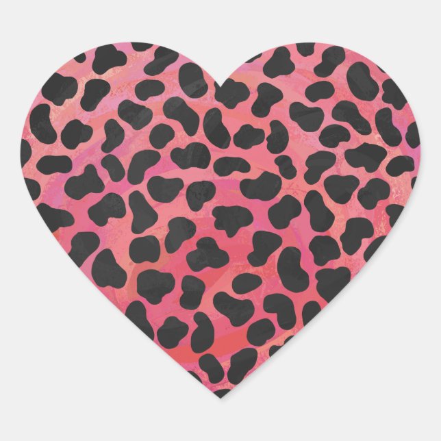Dalmatian Black and Red Print Heart Sticker (Front)