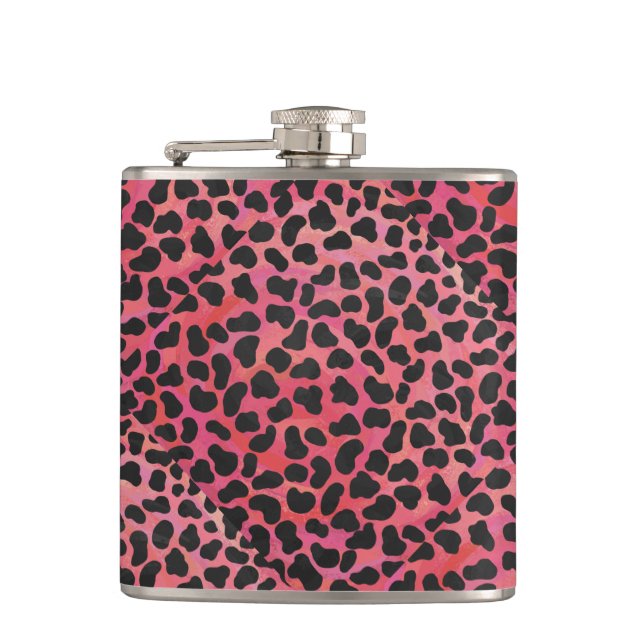 Dalmatian Black and Red Print Hip Flask (Front)