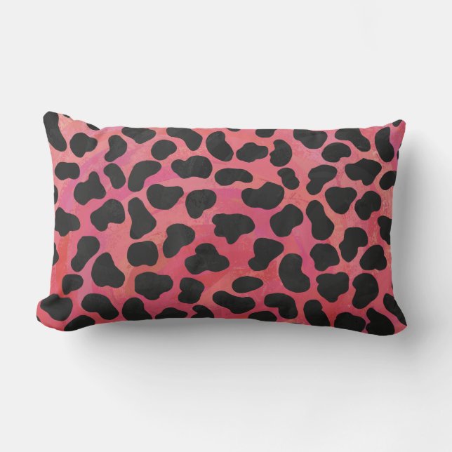 Dalmatian Black and Red Print Lumbar Cushion (Front)