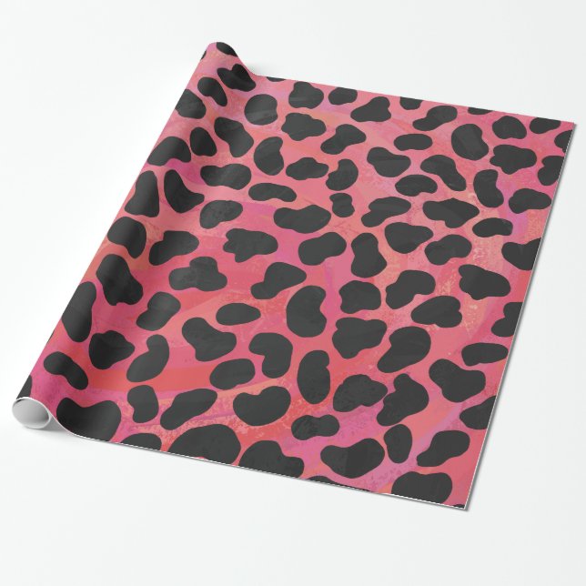 Dalmatian Black and Red Print Wrapping Paper (Unrolled)