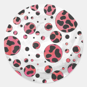 Dalmatian Black and Red with Polka Dots Classic Round Sticker
