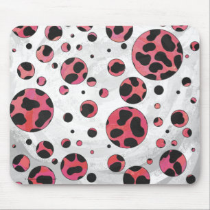 Dalmatian Black and Red with Polka Dots Mouse Mat