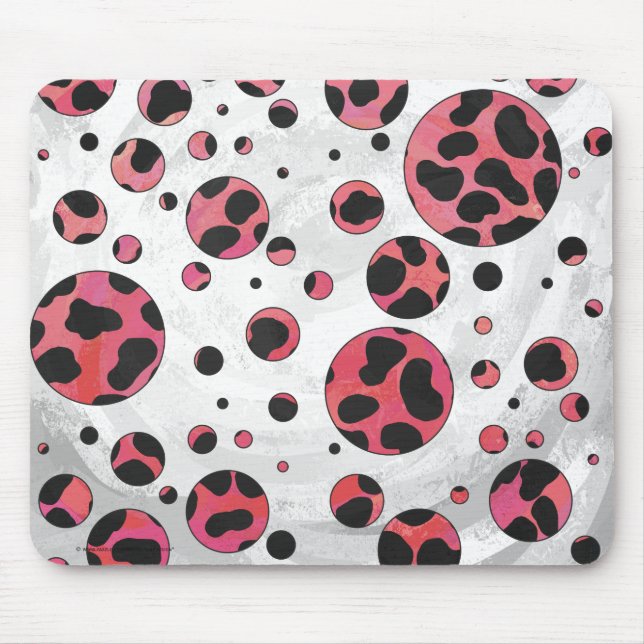 Dalmatian Black and Red with Polka Dots Mouse Mat (Front)