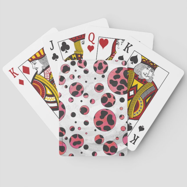 Dalmatian Black and Red with Polka Dots Playing Cards (Back)