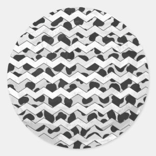 Dalmatian Black and White Chvron Classic Round Sticker