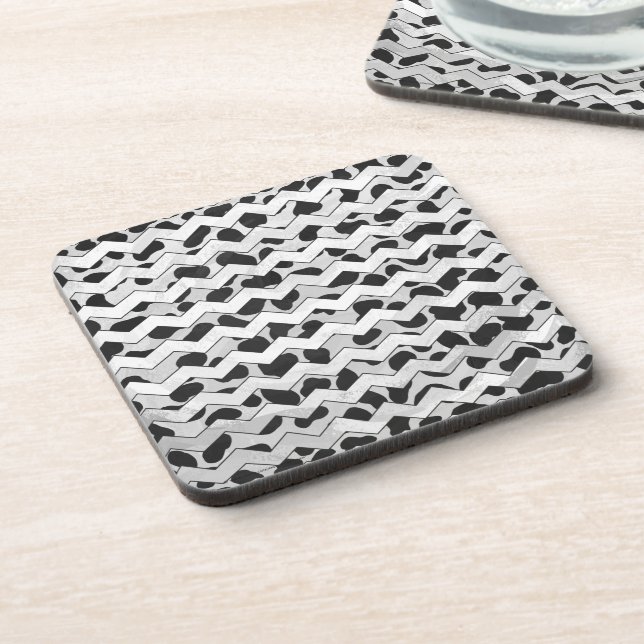 Dalmatian Black and White Chvron Coaster (Left Side)