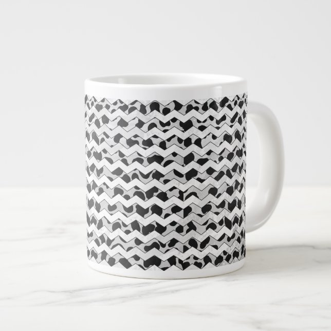 Dalmatian Black and White Chvron Large Coffee Mug (Front Right)