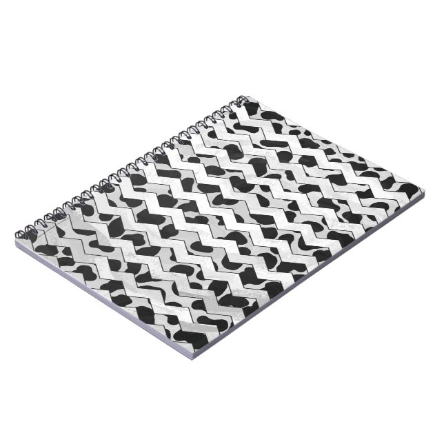 Dalmatian Black and White Chvron Notebook (Left Side)