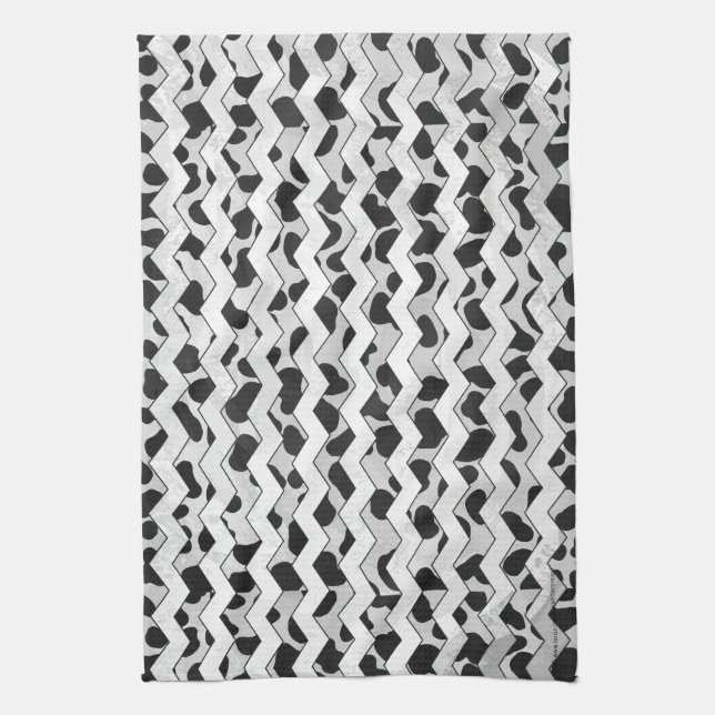 Dalmatian Black and White Chvron Tea Towel (Vertical)