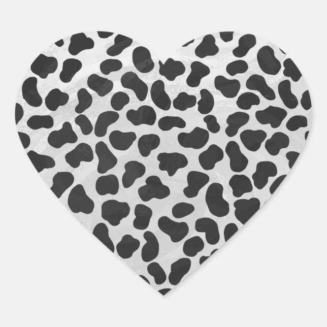 Dalmatian Black and White Print Heart Sticker (Front)
