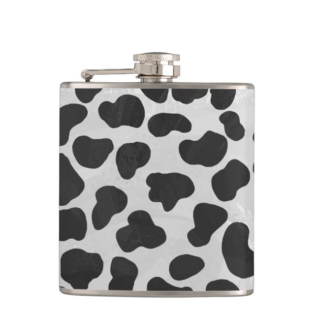 Dalmatian Black and White Print Hip Flask (Front)